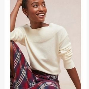 ANTHROPOLOGIE Raspail boat neck off white sweater